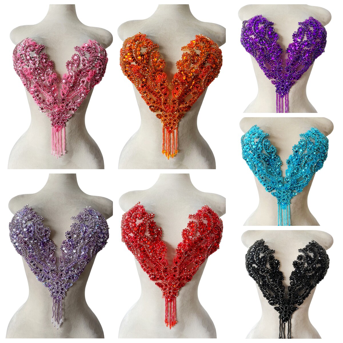 Sew On Rhinestone - Hand-Sewn Beaded Rhinestone Appliqued Patches Sweetheart