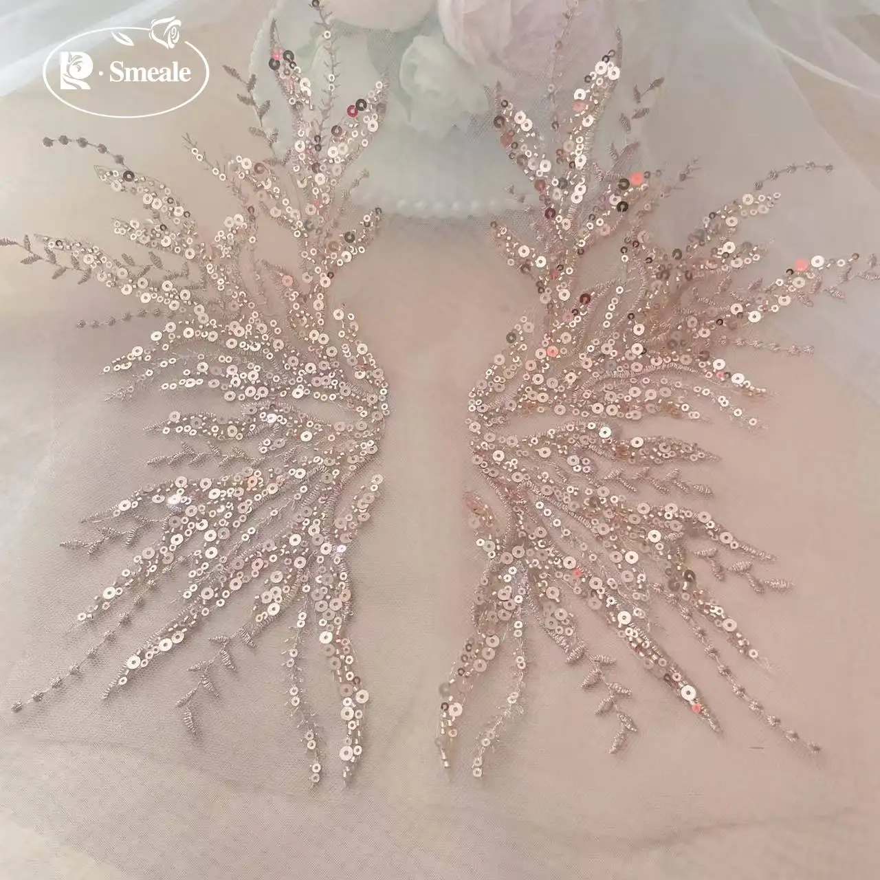 5Pair-2Pair.Rose Gold Sequin T - Applique Patch Flower review and price