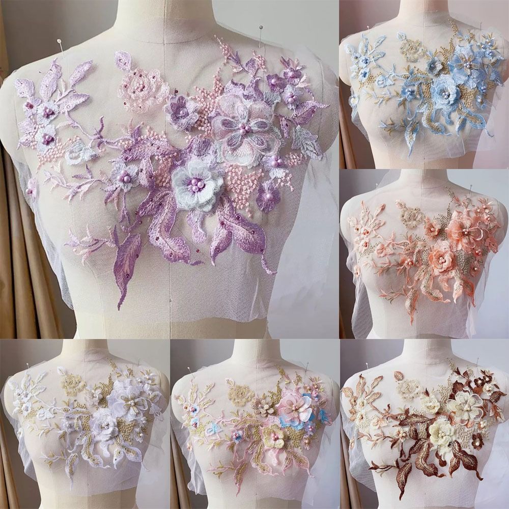 3D Flowers Beaded Lace Fabrics - Applique Patch Flower review and price
