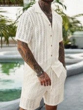 Men Crochet Knit 2 Piece Set L - Embellish Knit review and price