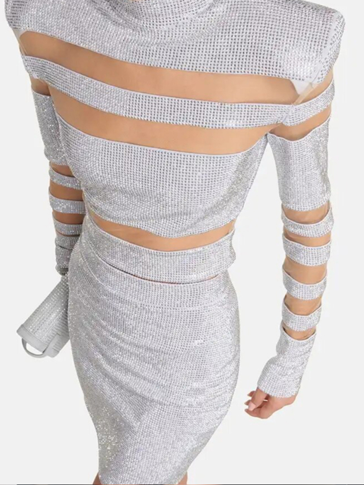 Sexy Two Piece Mesh Panel Band - Sequin Fabric Panel review and price
