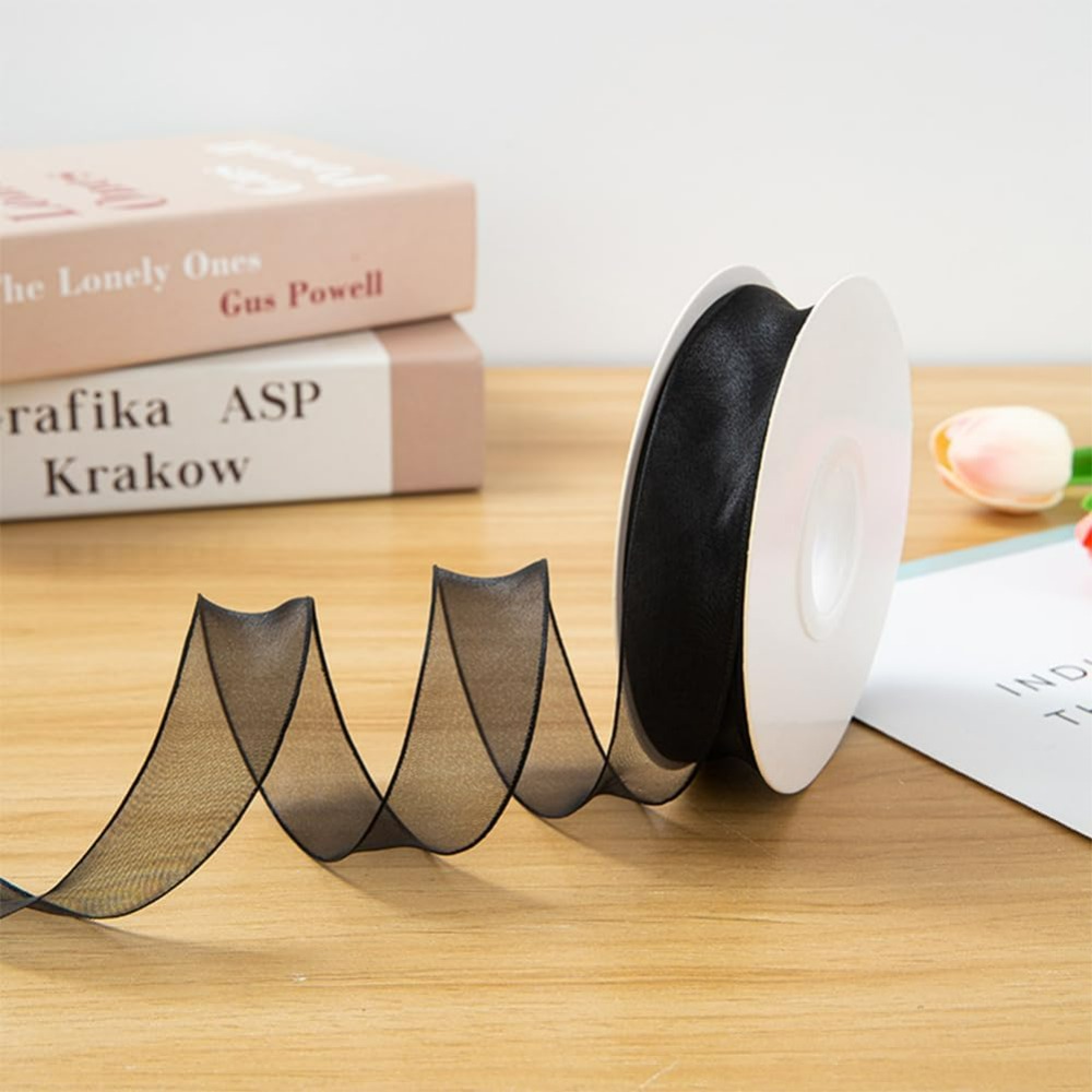 1Inch Black Organza Ribbon Wir - Organza Ribbon Spool review and price
