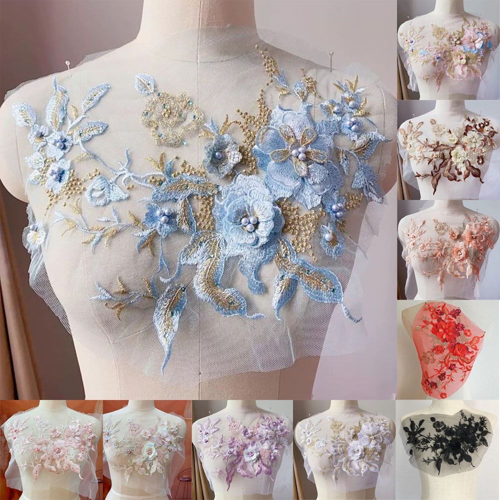 3D Flowers Beaded Lace Fabrics - Applique Patch Flower review and price