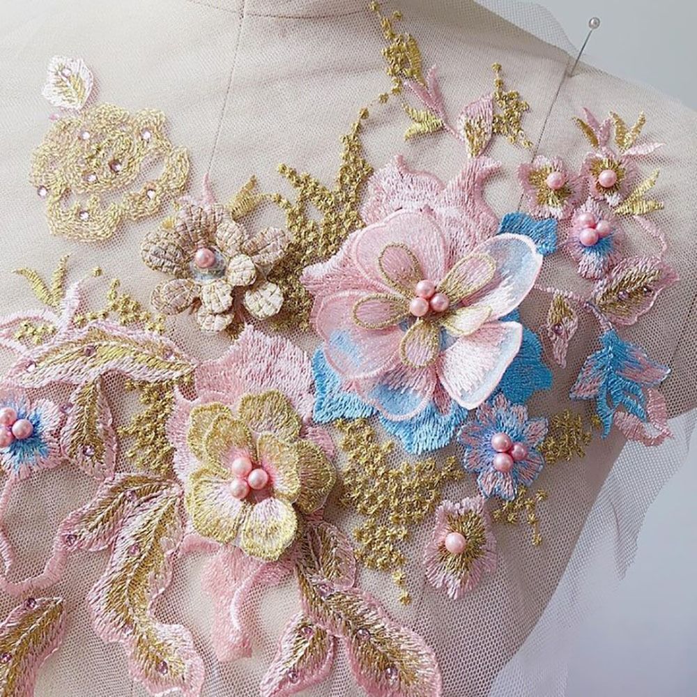 3D Flowers Beaded Lace Fabrics - Applique Patch Flower review and price