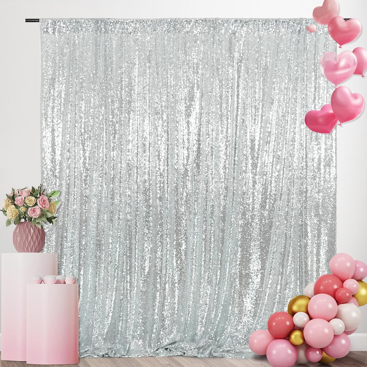 Silver Sequin Backdrop Curtain - Sequin Fabric Panel review and price