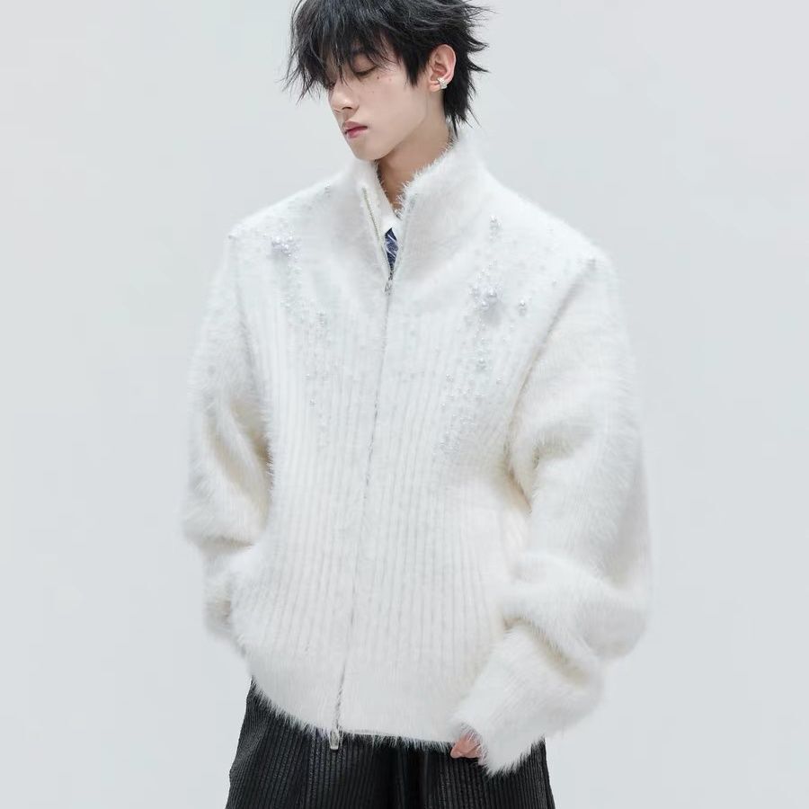 High Collar Plush Pearl Embell - Embellish Knit review and price