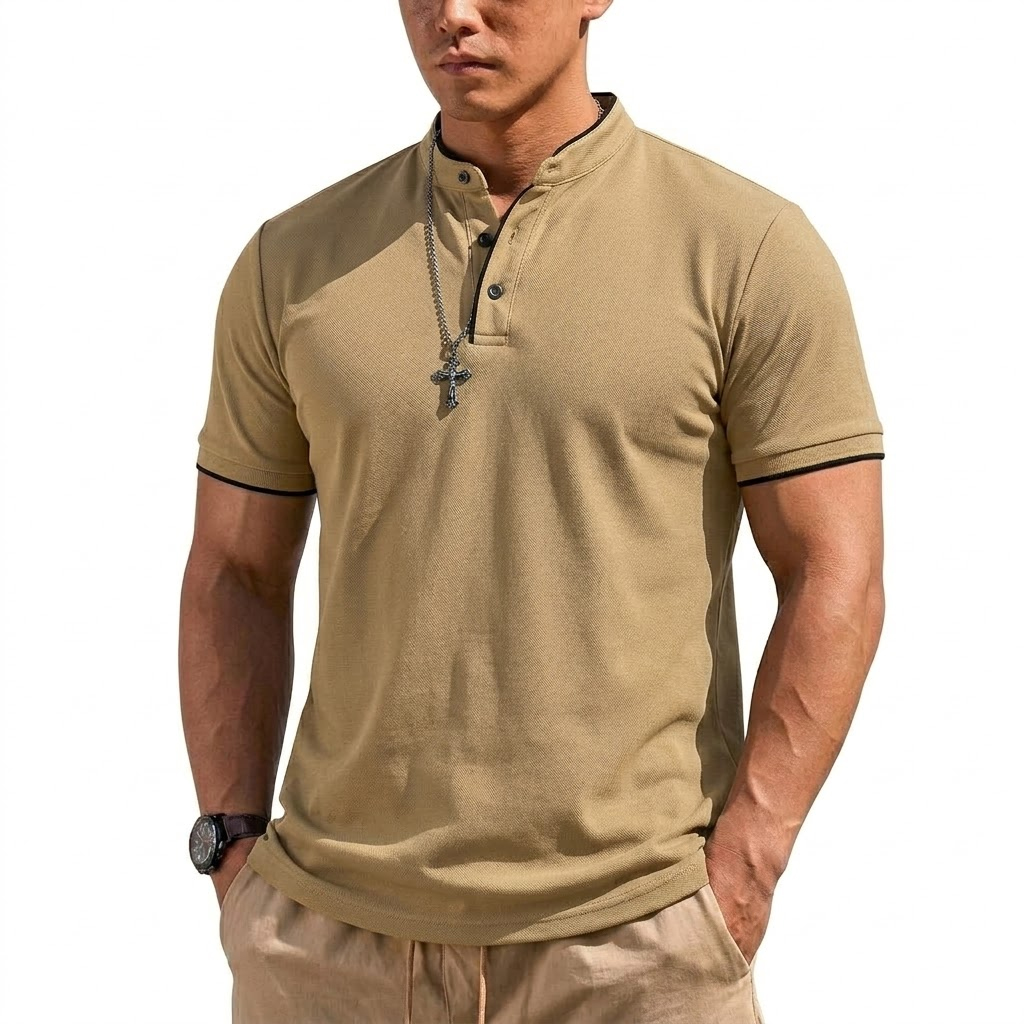 Summer Short Sleeve Henley Shi - Embellish Knit review and price