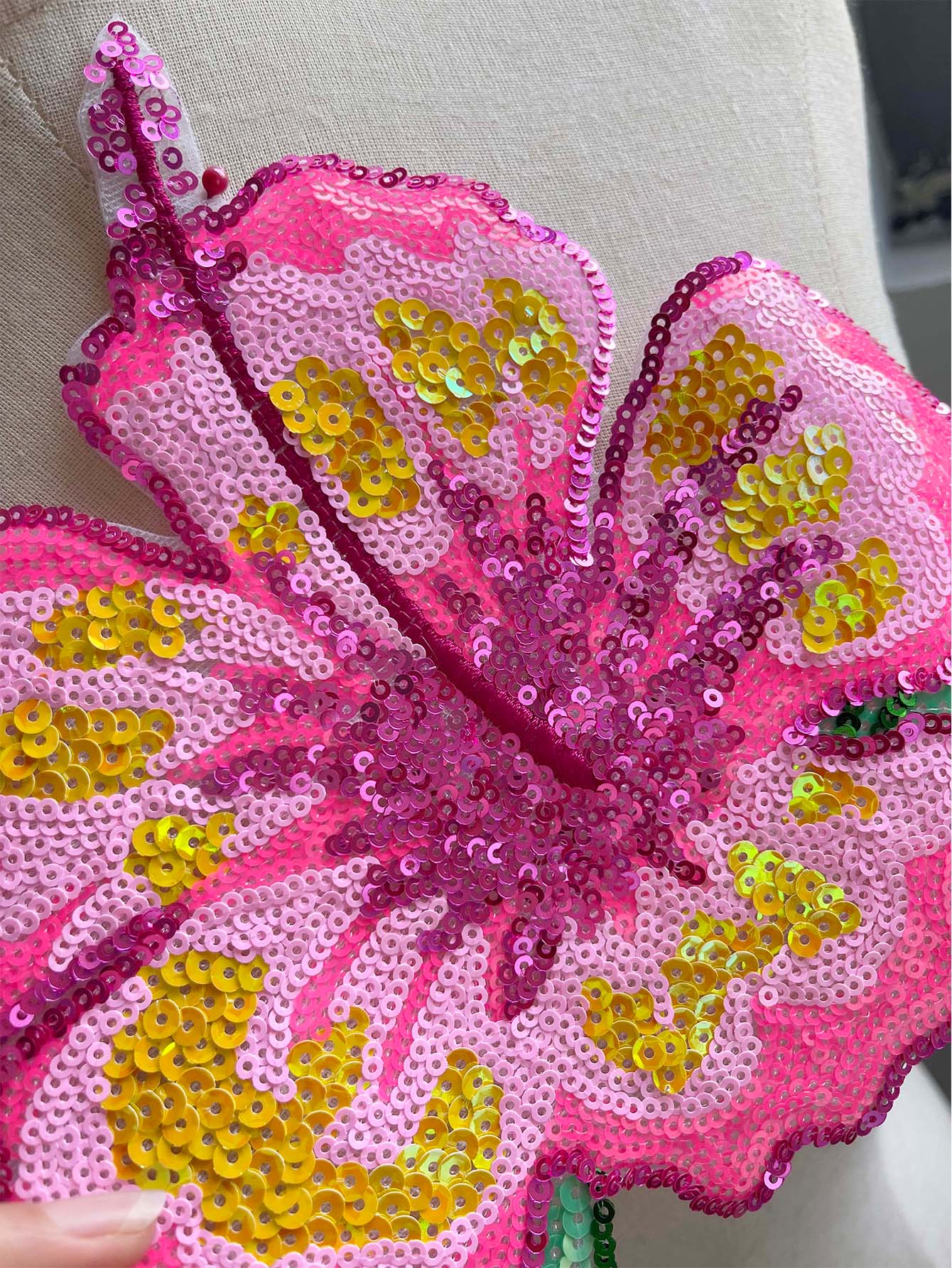 1 Piece 26CM Shining Pink Sequ - Applique Patch Flower review and price