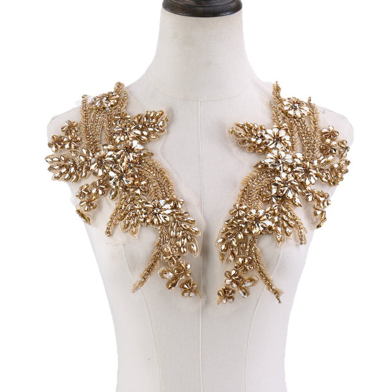 Beaded floral appliqués, hand- - Sew On Rhinestone review and price